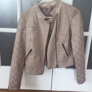 Free People vegan leather tan motorcycle jacket
